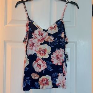 Old Navy tank  - navy Blue with pink & white flowers